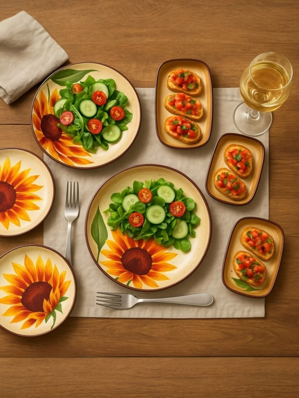 Pfaltzgraff Evening Sun Salad Plates & Hors d’Oeuvre Trays Set (4 Pieces)